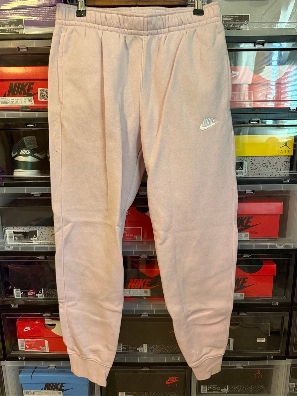 Nike Light Pink Fleece Jogger Pants with White Logo